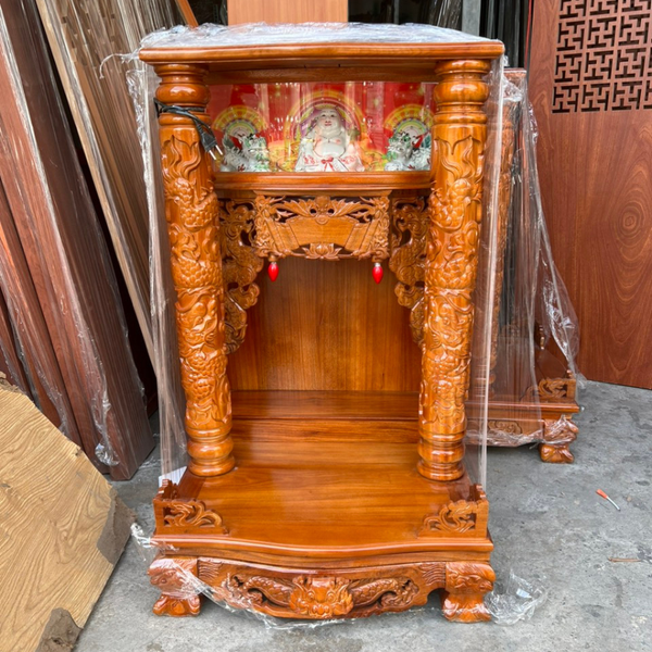  Bàn thờ ông địa gỗ căm xe cột nguyên hộp đèn ODCX01 