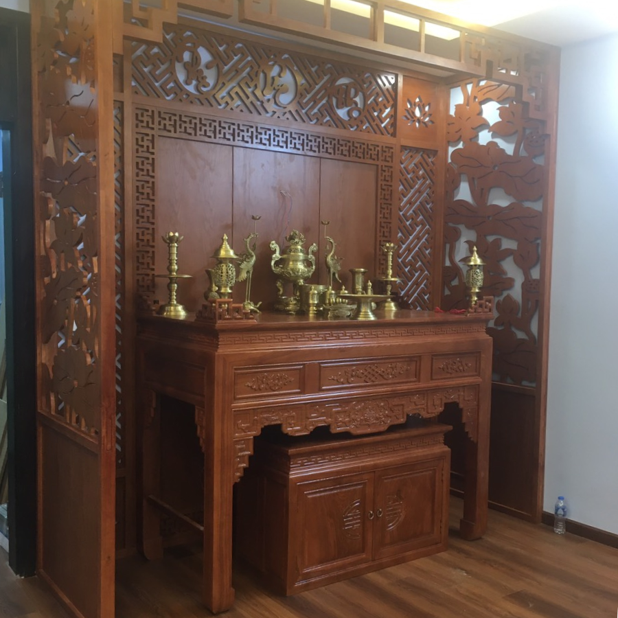 Vách phòng thờ hoa sen PT23