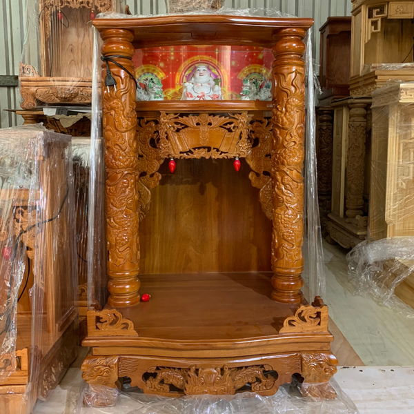  Bàn thờ ông địa gỗ căm xe cột nguyên hộp đèn ODCX01 