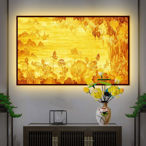  Đèn hào quang trúc chỉ in cây bồ đề DCN02 