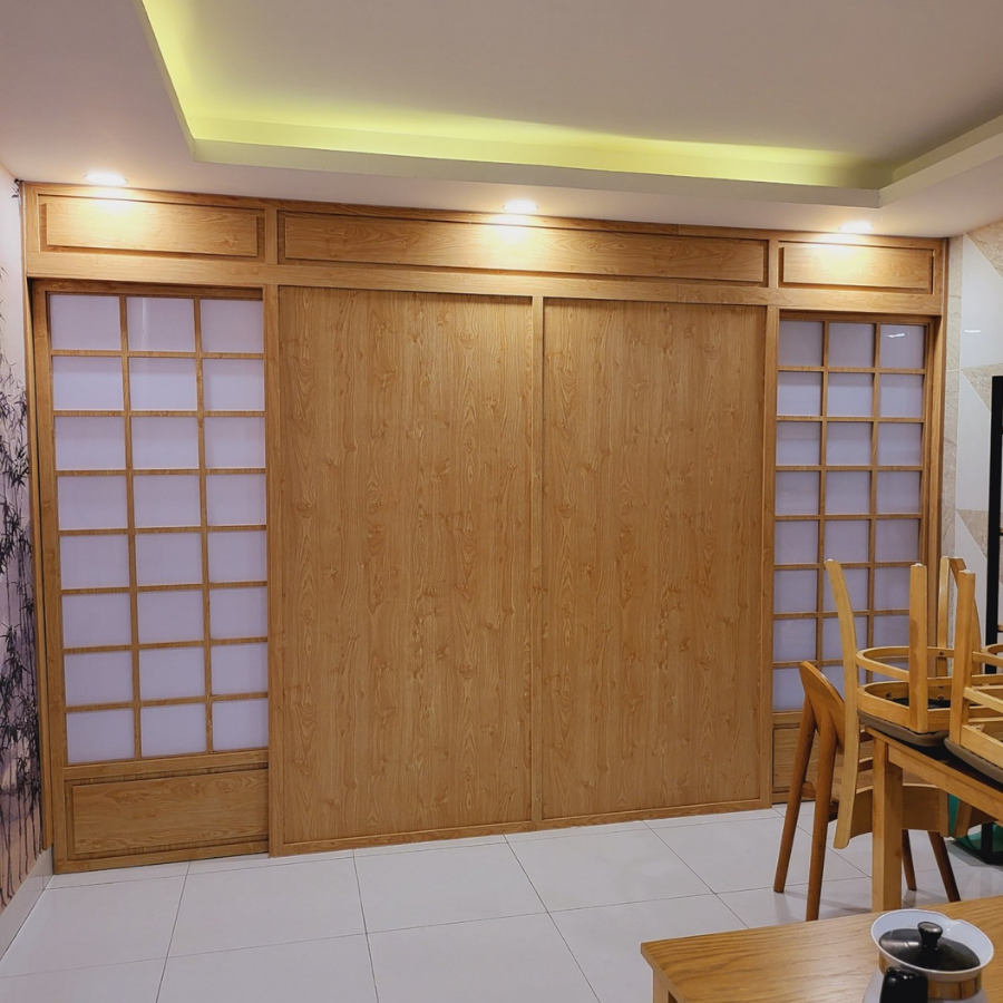 Vách ngăn cửa lùa mica đục CL45