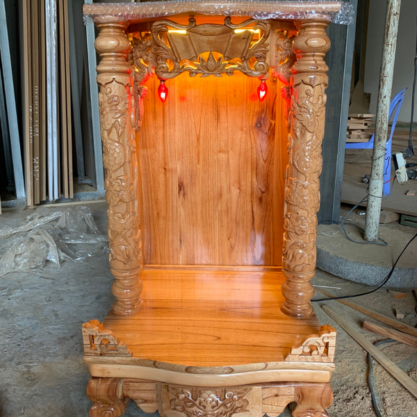  Bàn thờ ông địa gỗ xoan cột nguyên ODGX04 