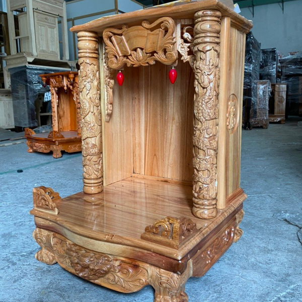  Bàn thờ ông địa gỗ xoan cột nguyên ODGX04 