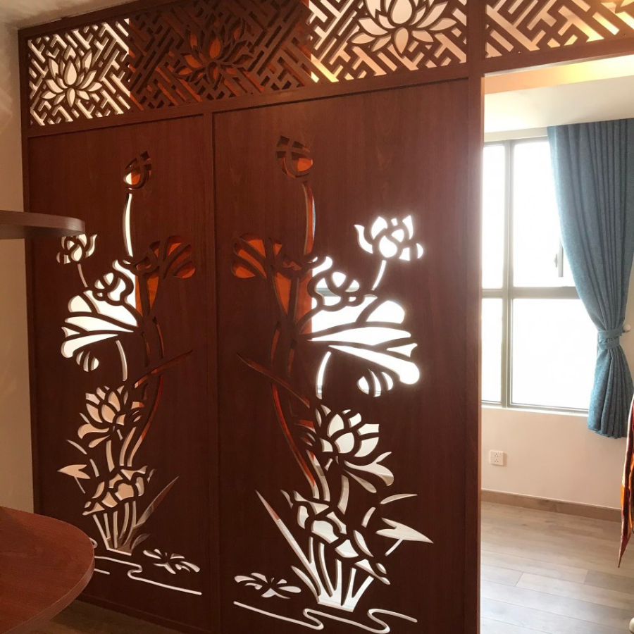 Vách phòng khách kết hợp phòng thờ PK49