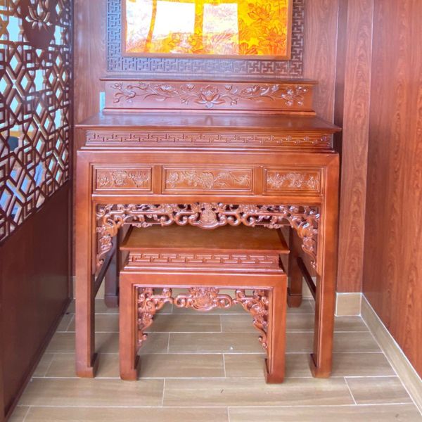  Bàn thờ Phật hoa văn chiện kèm đôn + bục GS09 