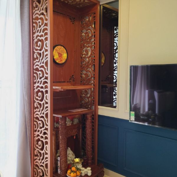  Thi công vách cnc bàn thờ ông địa đẹp 2023 VOD51 