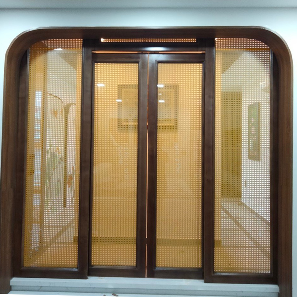  Vách cửa lùa khung sồi mây lưới CL35 