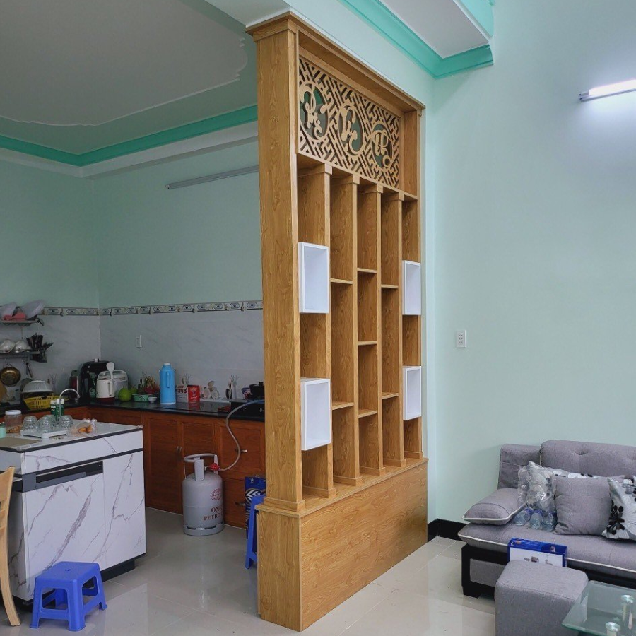 Lam gỗ kết hợp trang trí phòng khách KG14