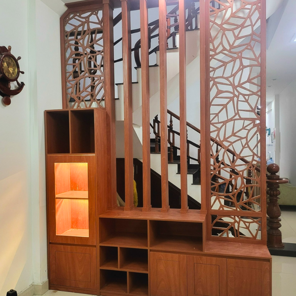  Lam gỗ kết hợp trang trí phòng khách LG72 