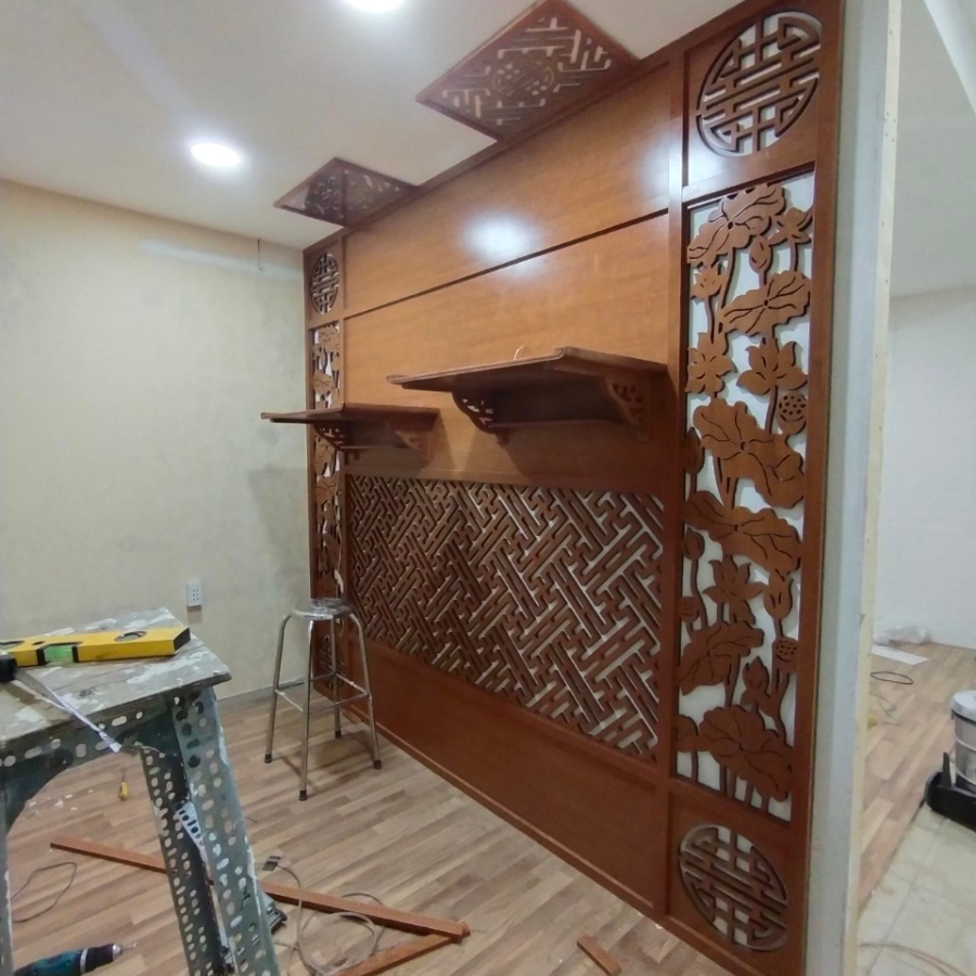 Vách phòng thờ đẹp cho nhà phố PT61