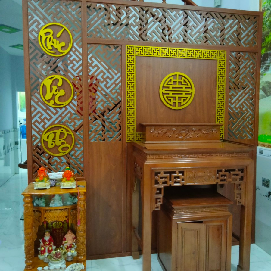 Vách phòng thờ hoa văn chữ Vạn PT62