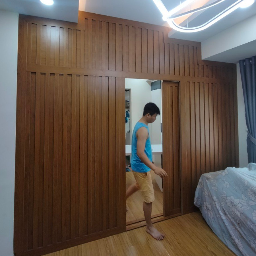 Vách ngăn cửa lùa phòng ngủ CL21