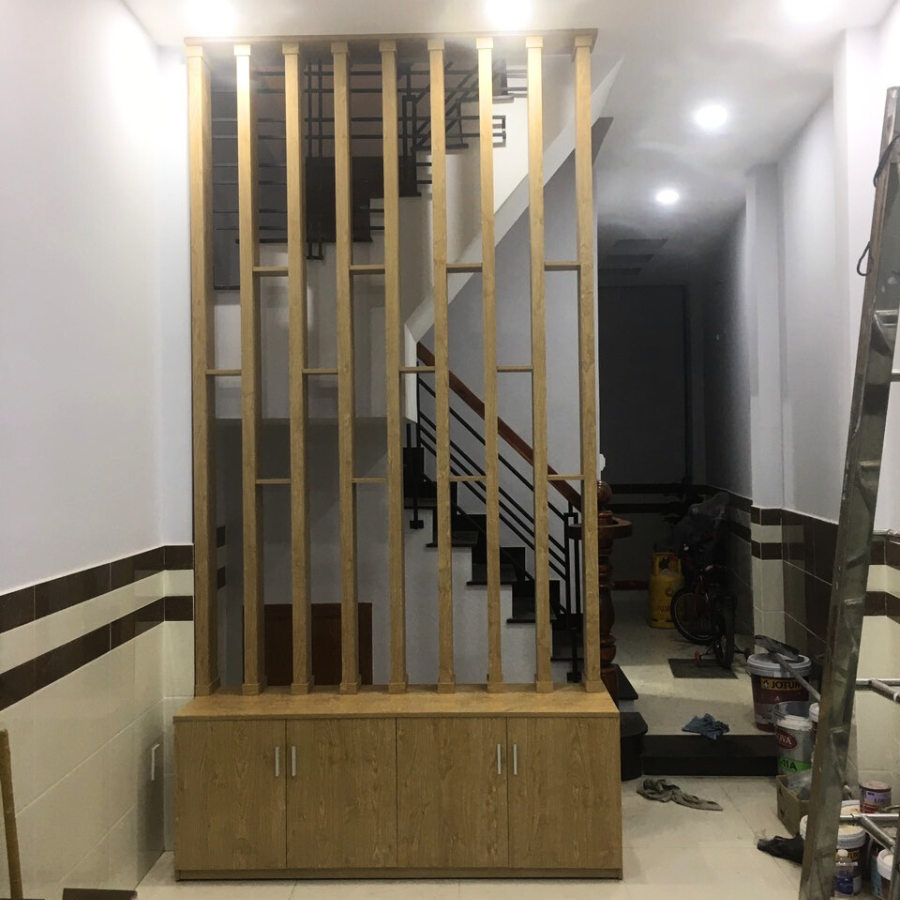 Lam gỗ kết hợp trang trí phòng khách KG29