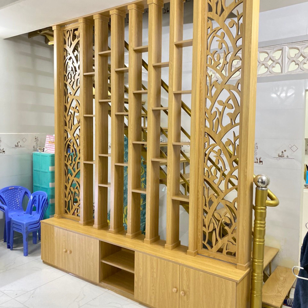  Lam gỗ kết hợp trang trí phòng khách LG85 