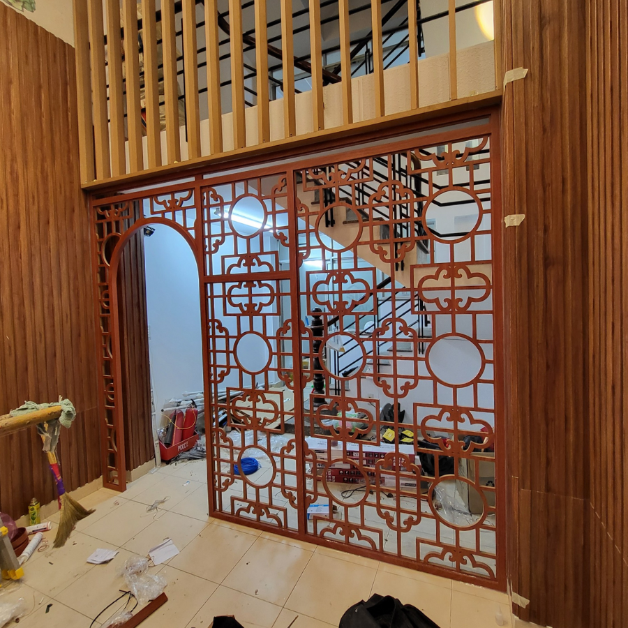 Vách phòng khách nhà phố đẹp HCM PK07