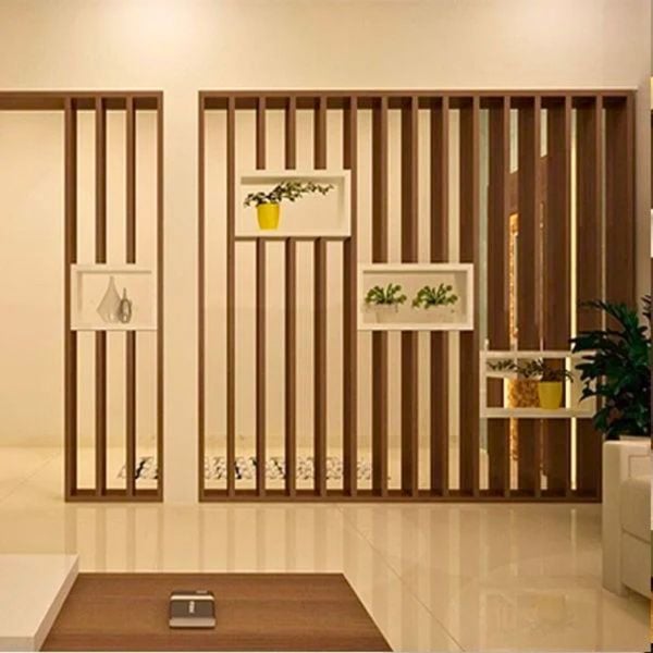 Lam gỗ - vách ngăn phòng khách