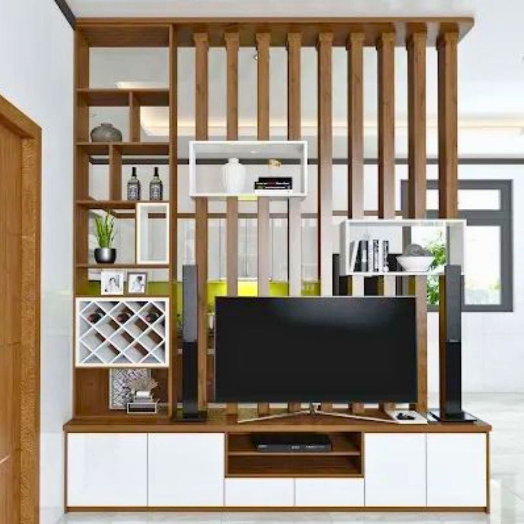 Lam gỗ kết hợp trang trí phòng khách LG84