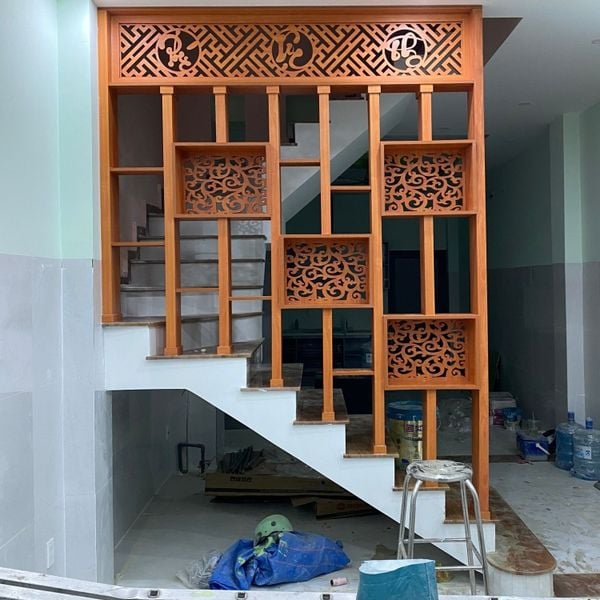 lam gỗ - vách ngăn phòng khách