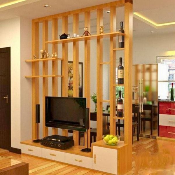 lam gỗ - vách ngăn phòng khách