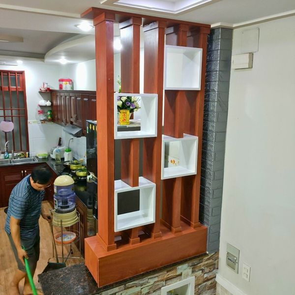 lam gỗ - vách ngăn phòng khách