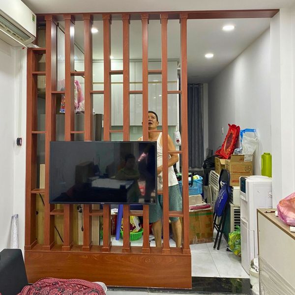 lam gỗ - vách ngăn phòng khách