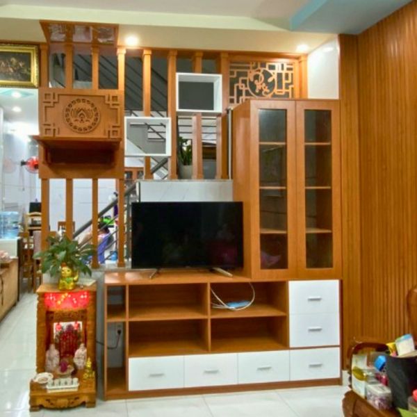 lam gỗ - vách ngăn phòng khách