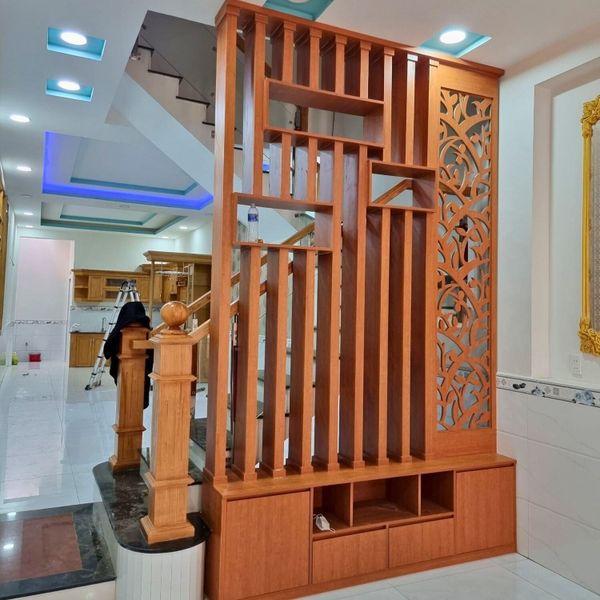 lam gỗ - vách ngăn phòng khách