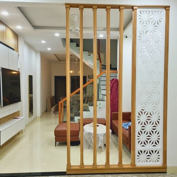 lam gỗ - vách ngăn phòng khách