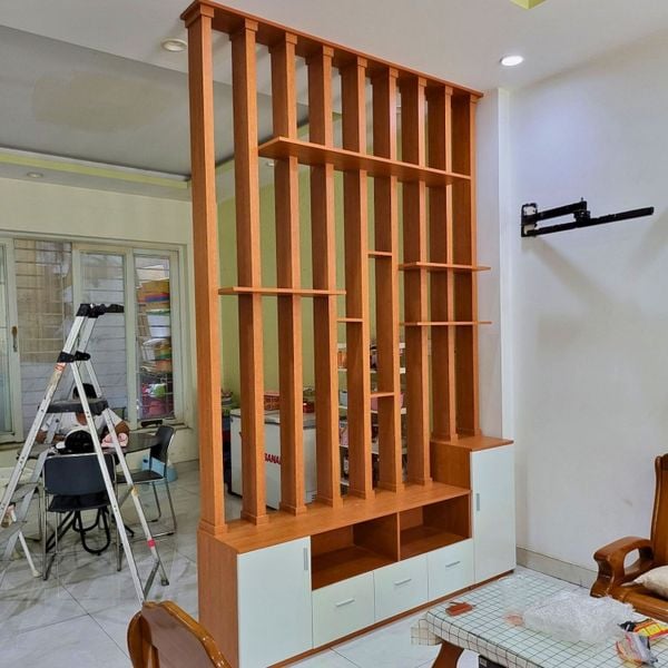 lam gỗ - vách ngăn phòng khách