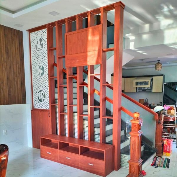 lam gỗ - vách ngăn phòng khách