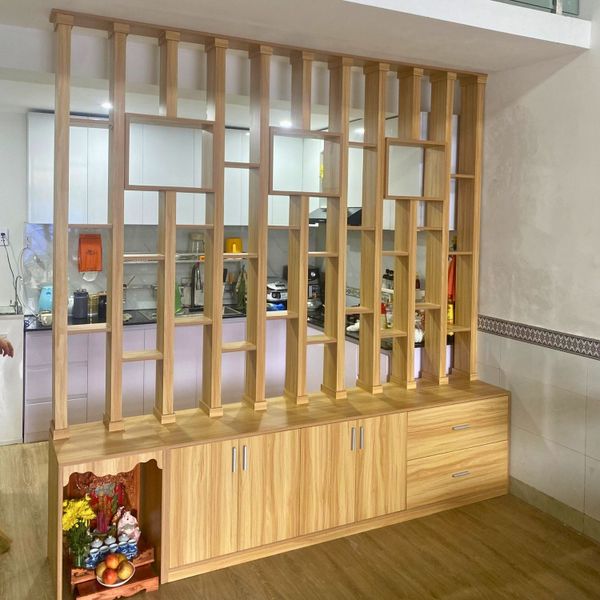 lam gỗ - vách ngăn phòng khách