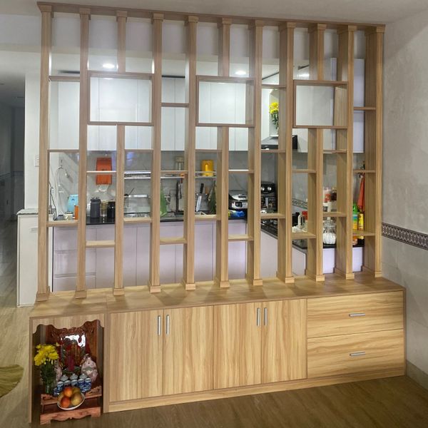 lam gỗ - vách ngăn phòng khách