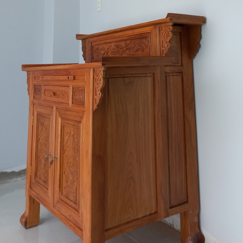  Bàn thờ gia tiên dạng tủ gỗ gõ đỏ 2 tầng tay vuông GD05 