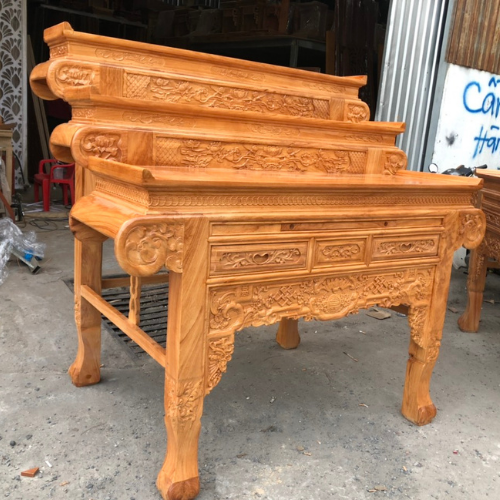  Bàn thờ gia tiên gỗ gõ đỏ 3 tầng GD04 