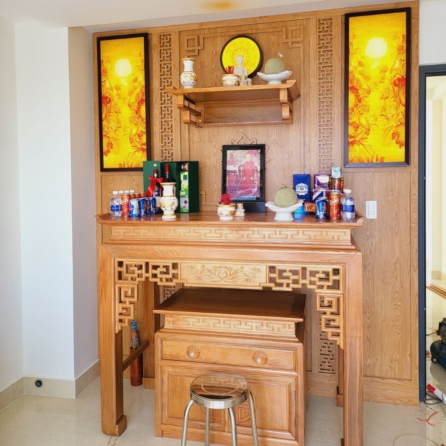 Vách phòng thờ gôc công nghiệp PT11