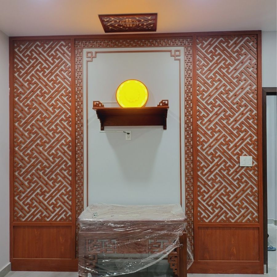 Vách ốp tường phòng thờ PT20