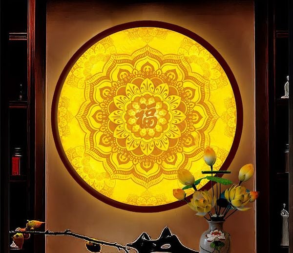  Đèn  tranh hào quang chữ Phúc Hoa DT15 