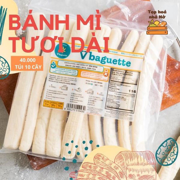  Bánh mì tươi que Vbread : túi 10 que 