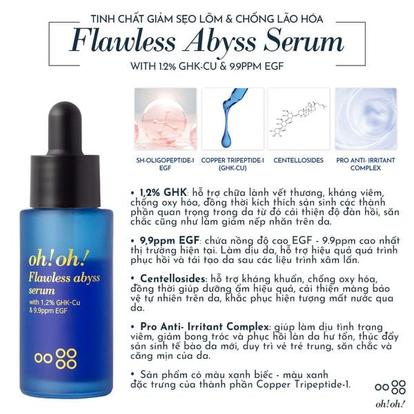  Tinh Chất Giảm Sẹo Lõm & Chống Lão Hoá oh!oh! Flawless Abyss Serum (with 1.2% GHK-Cu & 9.9ppm EGF) 