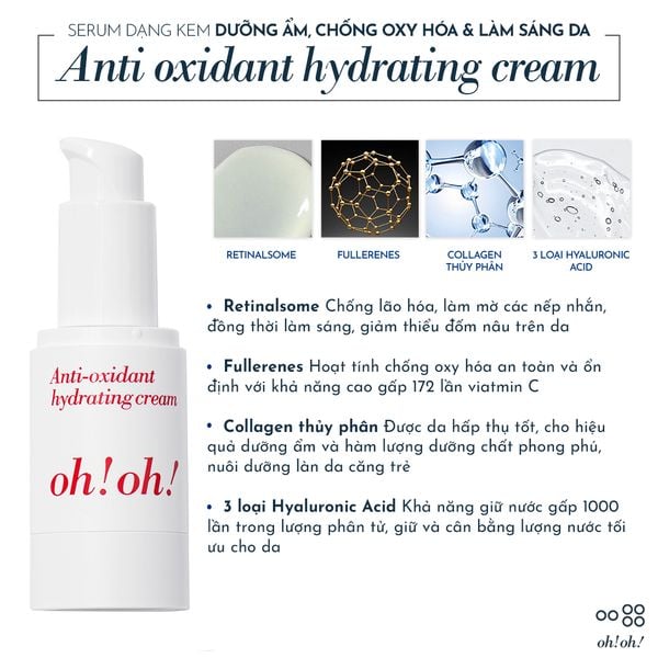  Serum Dạng Kem Dưỡng Ẩm, Chống Oxy Hóa & Làm Sáng Da oh!oh! Anti oxidant hydrating cream (25g) 