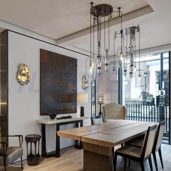  Đèn thả ròng rọc thủy tinh 