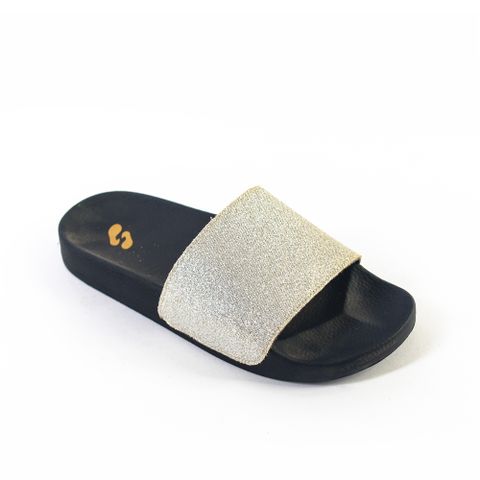 Dép nhựa đi mưa Nữ Leedo Solemate 8656 Kim tuyến Đen bạc