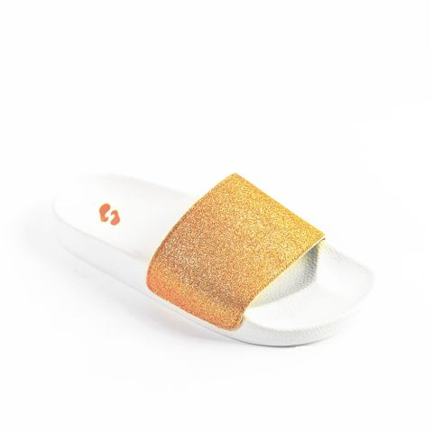 Dép nhựa đi mưa Nữ Leedo Solemate 8656 Kim tuyến Trắng đồng