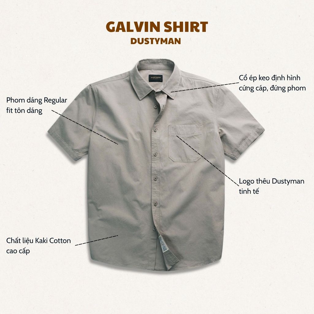 ÁO SƠ MI TAY NGẮN GALVIN | KAKI | REGULAR FIT | S426