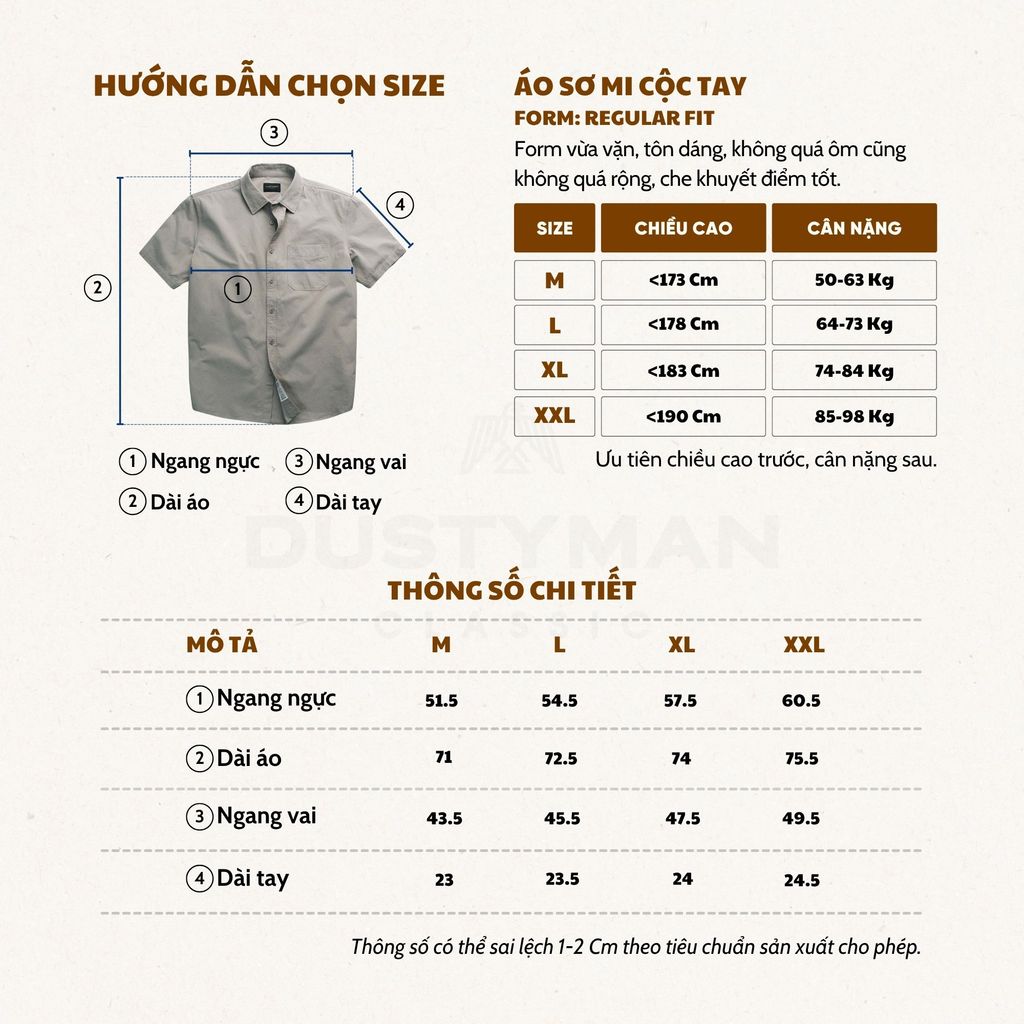 ÁO SƠ MI TAY NGẮN GALVIN | KAKI | REGULAR FIT | S426