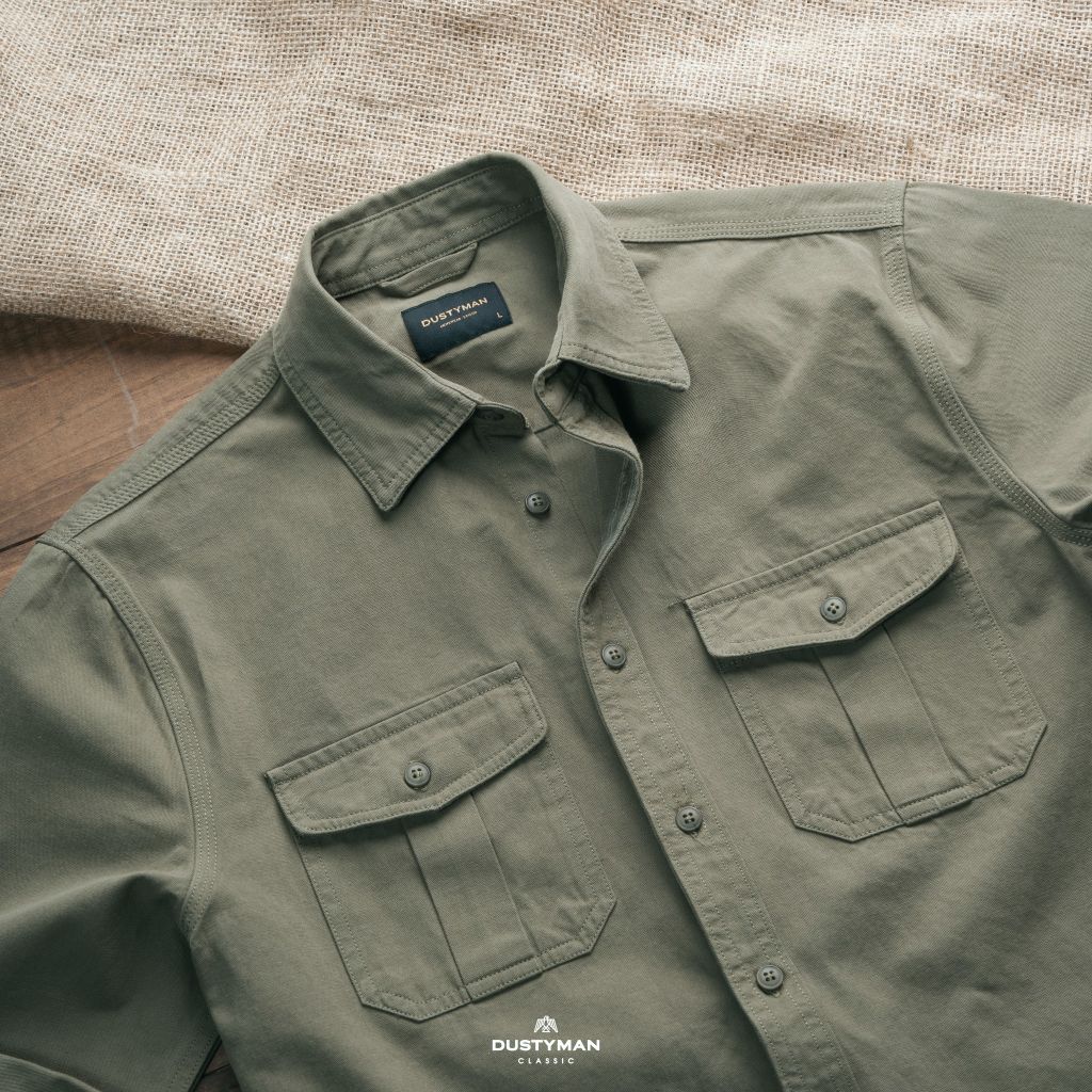 ÁO SƠ MI CARGO | KAKI 100% COTTON | RELAXED FIT