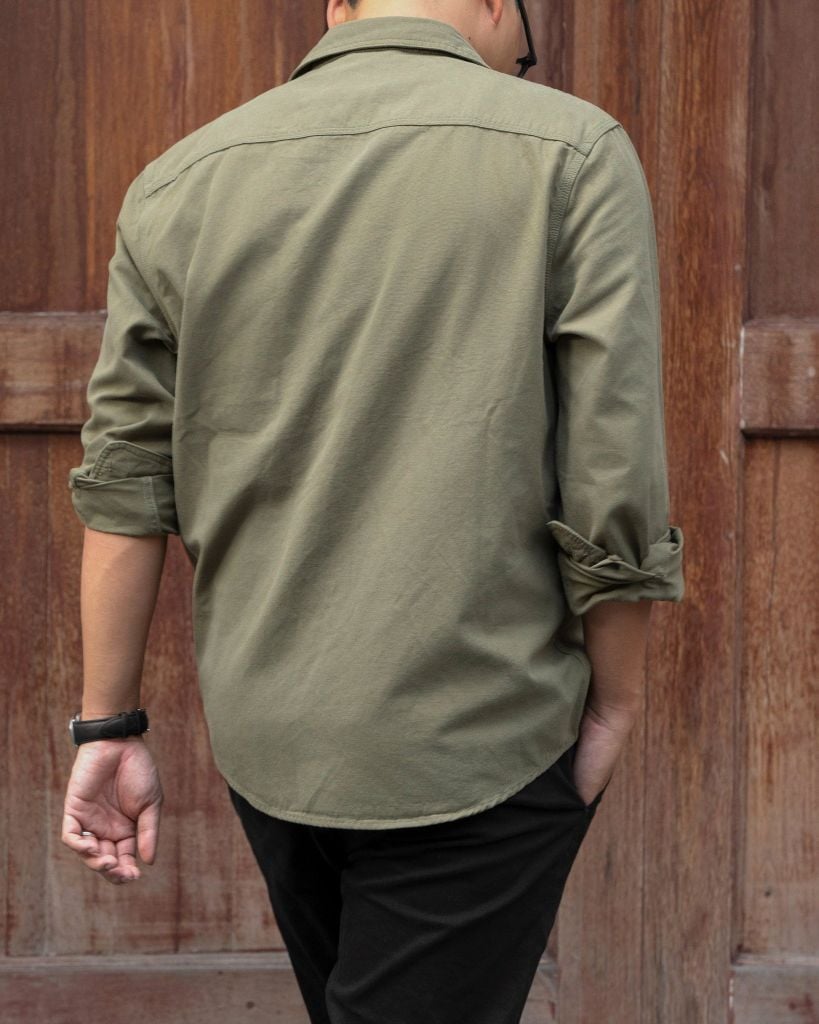 ÁO SƠ MI CARGO | KAKI 100% COTTON | RELAXED FIT