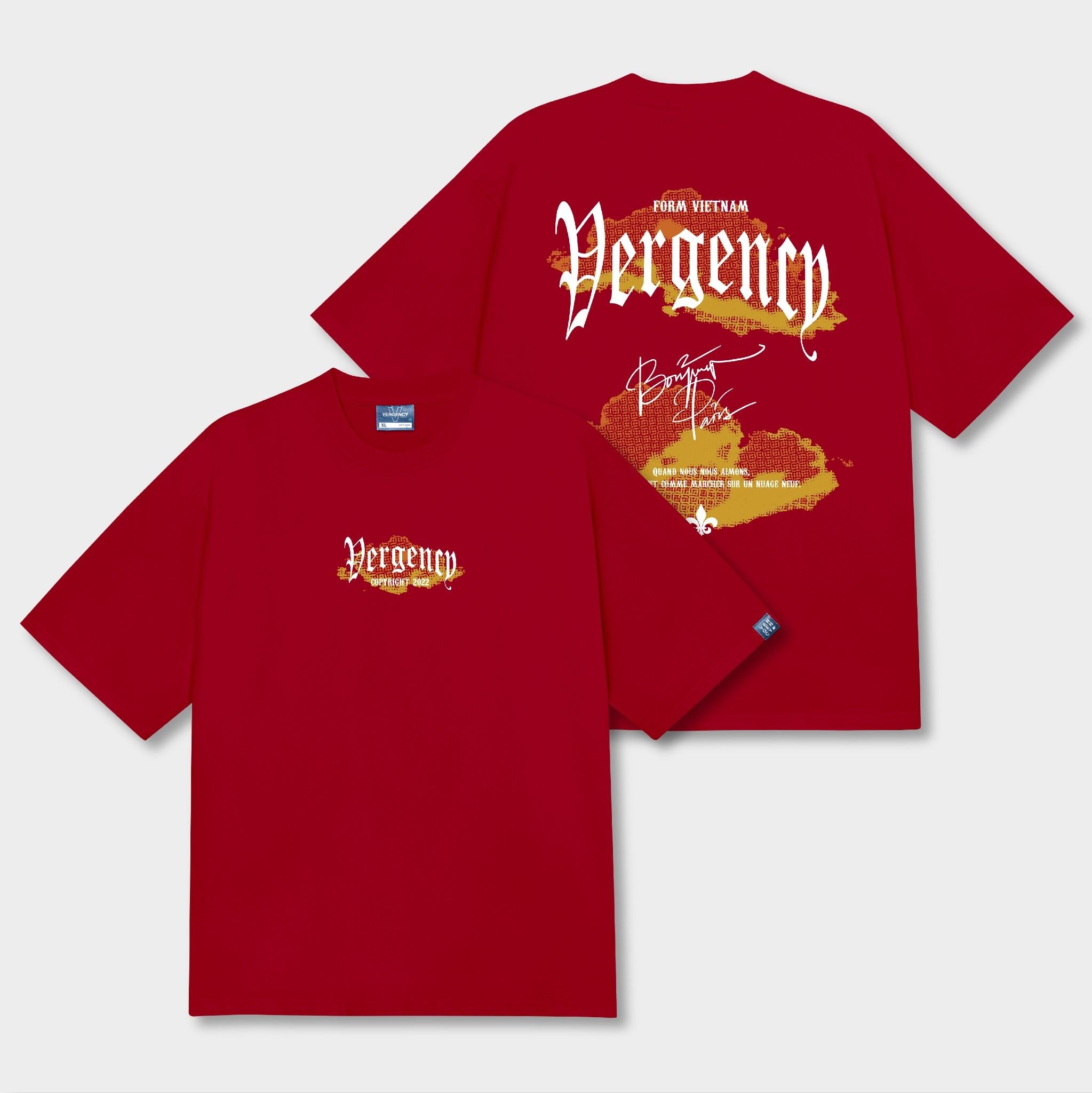 BONJOUR PARIS T SHIRT DARK RED Vergency