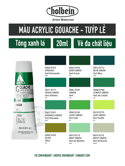 Màu acrylic RNS 45ml  Xanh LIGHT GREEN#420