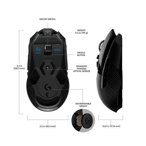  Chuột Logitech G903 HERO Lightspeed - Wireless 